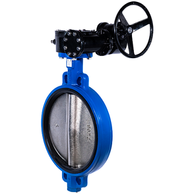 Затвор дисковый Ridval тип RVB 01 D350,корпус чугун, диск чугун, EPDM, Редуктор СИНИЙ